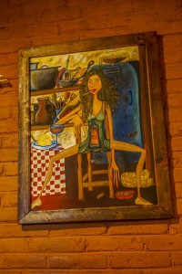 Artwork over the head of the bed
